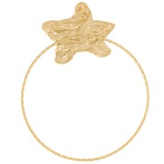 50x40mm 304L stainless steel Hammered starfish and circle pendant - Gold x1