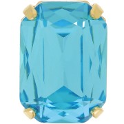 14x10mm Octagon Crystal set Aurora A4627 - Gold - Aquamarine x1