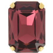 14x10mm Octagon Crystal set Aurora A4627 - Gold - Burgundy x1