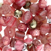 Czech pressed glass beads assortment - Dusty rose x50g