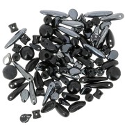 Czech pressed glass beads assortment - Black x20g