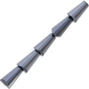 8x4mm Faceted glass cone beads - Opaque Jet hematite x25