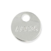 AG925 Round Charm 6mm 925 Sterling Silver x1