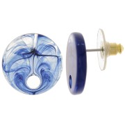 18 mm round acrylic earstuds - Dark blue marble x2