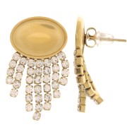 29x15mm 304 stainless steel CZ fringed earstuds for 14x10mm cabochon gold x2