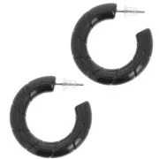 Earrings - 31mm Twisted hoop earrings in opaque resin - Black x2 31mm Twisted hoop earrings in opaque resin - Black x2