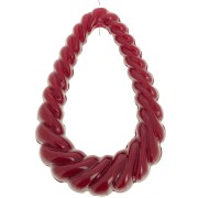 36x24.5mm Twisted hollow drop pendant in opaque resin - Burgundy x1