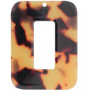 Acetate hollow rectangle pendant 40x30 mm - Tortoiseshell - Brown - Black