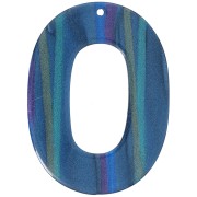 Oval pendant 47x34 mm in opaque acetate - Striped Multi-blue pearl x1