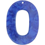Oval pendant 47x34 mm in opaque acetate - Royal blue pearl x1
