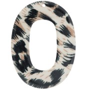 Oval pendant 47x34 mm in transparent acetate - Leopard Black - Brown x1