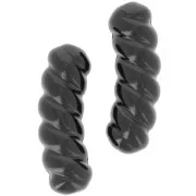 Beads - 31x10mm Twisted curved tube beads opaque resin - Black x4 31x10mm Twisted curved tube beads opaque resin - Black x4
