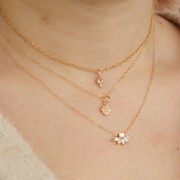 4.5mm round charm with zirconium oxide - 3 micron gold-plated - Crystal x1