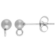 4mm 304 Stainless Steel ball earstuds with open ringe x2