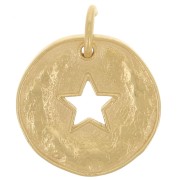 14mm Irregular round charm - hollow star pattern - 3-micron gold-plated x1