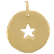 14mm Irregular round charm - hollow star pattern - 3-micron gold-plated x1