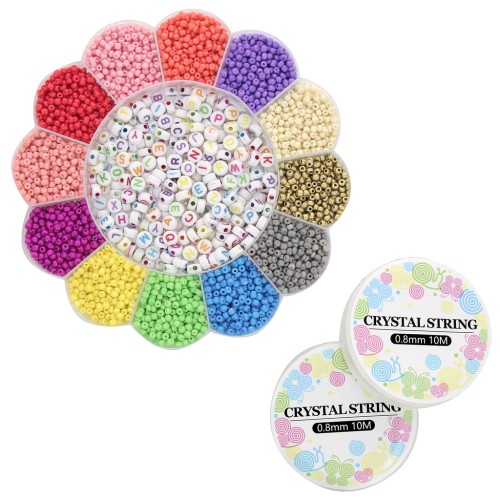 Kit of 3370 letter & seed beads 8/0 for friendship bracelets - Multicolored x1