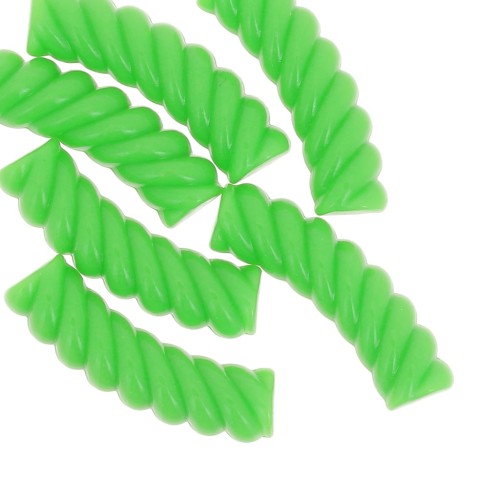 32x8mm Twisted curved tube beads in opaque acrylic - Neon Green x6