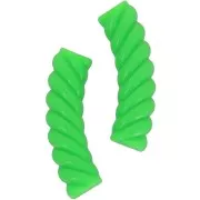 32x8mm Twisted curved tube beads in opaque acrylic - Neon Green x6