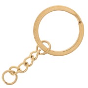 25mm 304L stainless steel key ring with chain - Gold x1