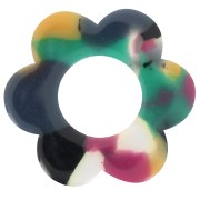 18mm Acetate Flower Pendant - Tortoiseshell Green - Fuchsia x1