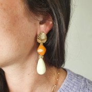 26x14mm Pear opaque resin bead - Peach x1