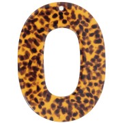 Oval hollow acetate pendant 47x34 mm - Terrazzo Brown - Black x1