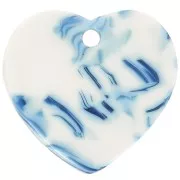 Blue - 15x16.5mm acrylic heart sequin - Marbled Blue - White x1 15x16.5mm acrylic heart sequin - Marbled Blue - White x1