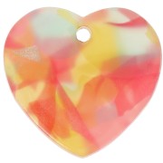 15x16.5mm Acrylic Heart Sequin - Tortoiseshell Red - Blue x1