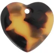 Brown - 15x16.5mm Sequin heart in acetate - Tortoiseshell - Brown - Black x1 15x16.5mm Sequin heart in acetate - Tortoiseshell - Brown - Black x1