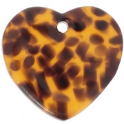15x16.5mm Sequin heart in acetate - Terrazzo Marron - Noir x1
