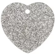 Silver - 15x16.5mm acrylic heart sequin - Silver glitter x1 15x16.5mm acrylic heart sequin - Silver glitter x1