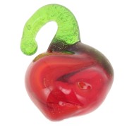 12mm Glass apple charm - Red - Green x1