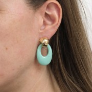 33x23mm Oval hollowed-out pendant in clear resin - Light brown marbled x1