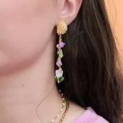 4x7mm Glass flower beads - Crystal Violet x20