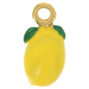 16x8mm 316L stainless steel Lemon charm Epoxy resin - Gold - Yellow x1