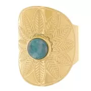 Stainless steel 316L adjustable wide ring - 6mm cabochon 6 mm S. 52 to 58 x1