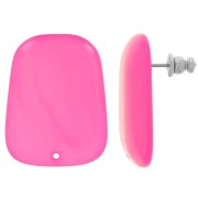 28x22mm Trapeze earstuds in translucent resin - Marbled magenta pink x2