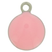 8mm 304 stainless steel and epoxy resin round charms - Pink x5