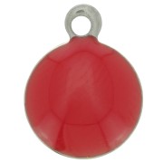 8mm 304 stainless steel and epoxy resin round charms - Red x5