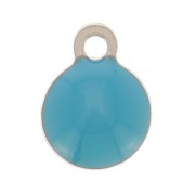4.5mm 304 stainless steel and epoxy resin round charms - Turquoise x10
