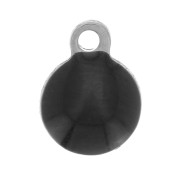4.5 mm round charms in 304 stainless steel and epoxy resin - Black x10