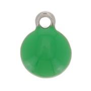 4.5mm 304 stainless steel and epoxy resin round charms - Green x10