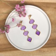 19x20mm Drop spacer 2 rings epoxy resin stained glass effect Golden - Grey x1