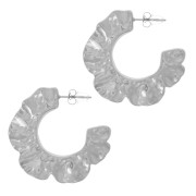 34mm 304L Stainless Steel Flat hammered flower hoop x2