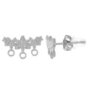 8x14mm 304L stainless steel Flower earstuds 3 rows x2