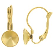 Earrings Dormeuses - cabochon Rivoli 1122 8 mm Stainless steel 303L Gold x2
