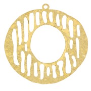 30mm stainless steel 316L hammered graphic irregular Pendants - Gold x2