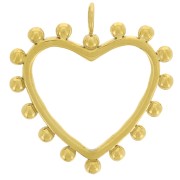20x18mm 304L stainless steel Hollow heart pendant with small ball - Gold x1
