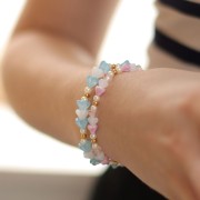 5x6mm flower Glass beads - Crystal Chrome x10